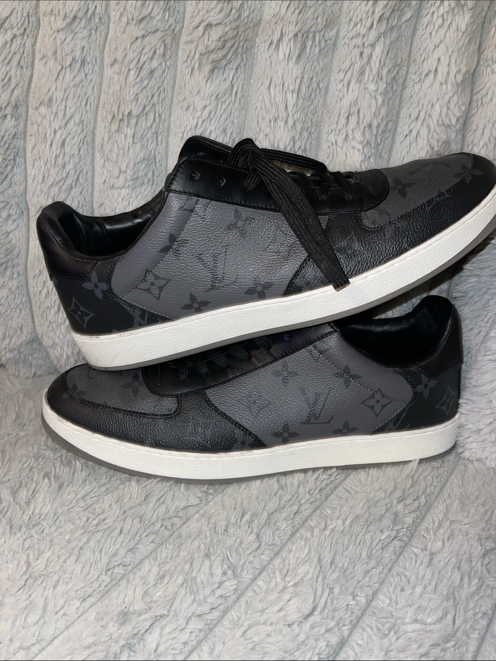 Authentic Louis Vuitton Men's Black & Gray Monogram Low-Top Sneakers